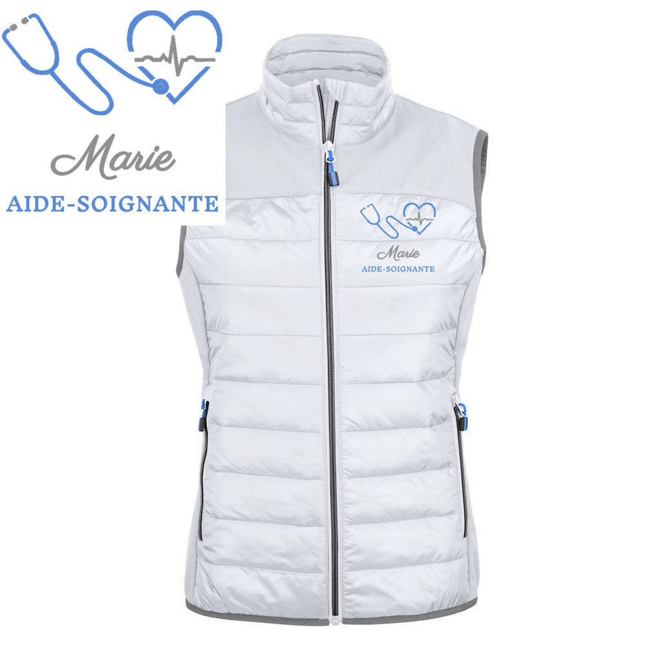 Doudoune sans manches femme MOTIF SOIGNANTE