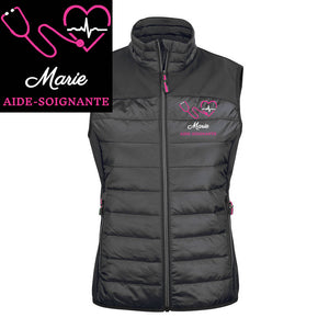 Doudoune sans manches femme MOTIF SOIGNANTE