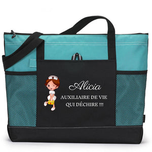 Sac personnalisé SOIGNANTE QUI DÉCHIRE avec prénom
