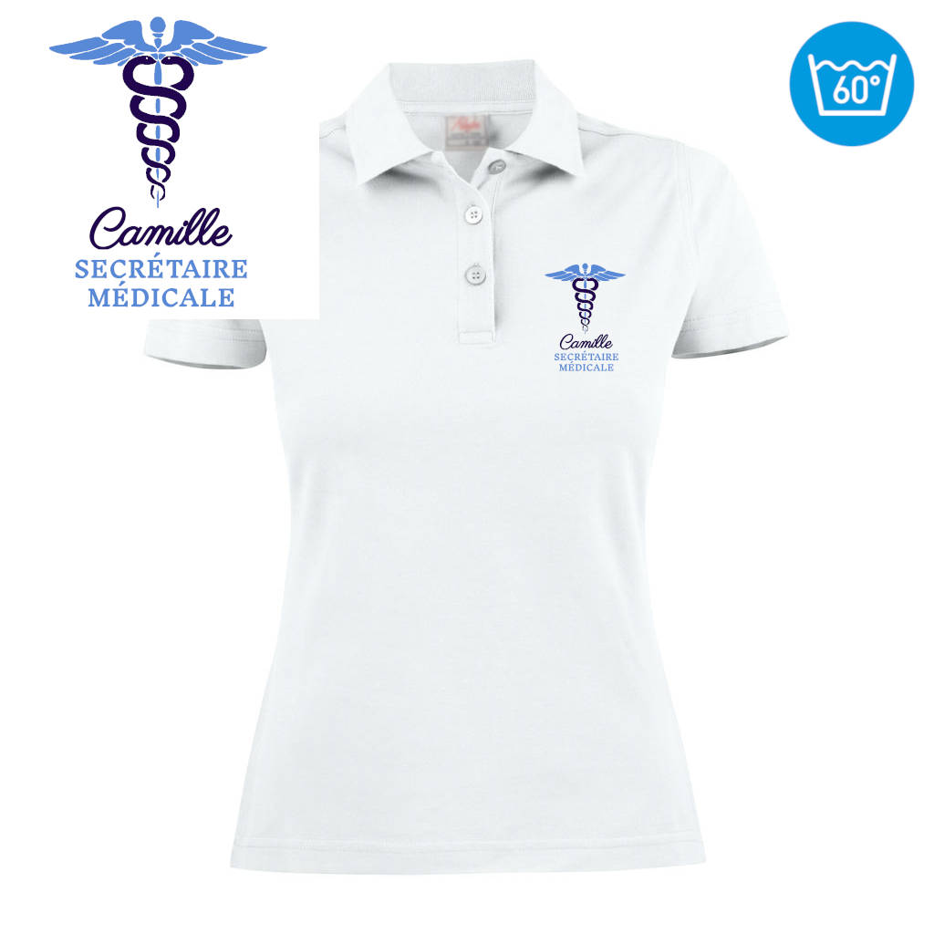 Polo femme brodé - MOTIF CADUCÉE