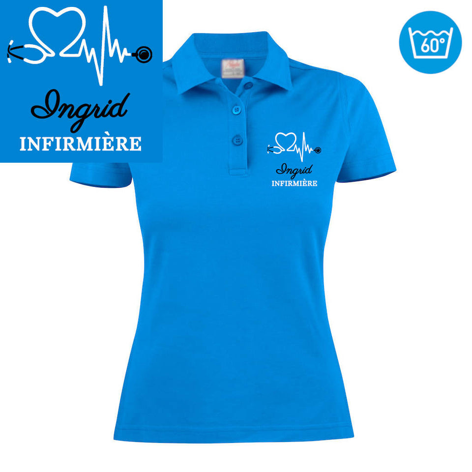 Polo femme brodé - MOTIF INFIRMIÈRE / SOIGNANTE