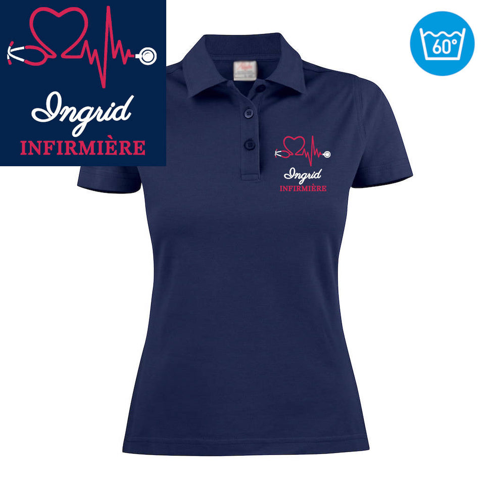 Polo femme brodé - MOTIF INFIRMIÈRE / SOIGNANTE