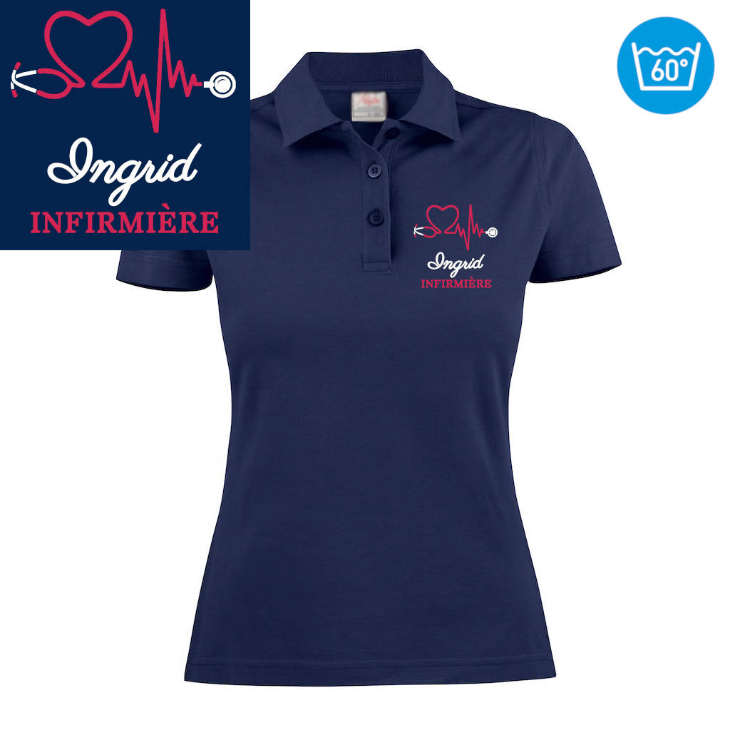 Polo femme brodé - MOTIF INFIRMIÈRE / SOIGNANTE