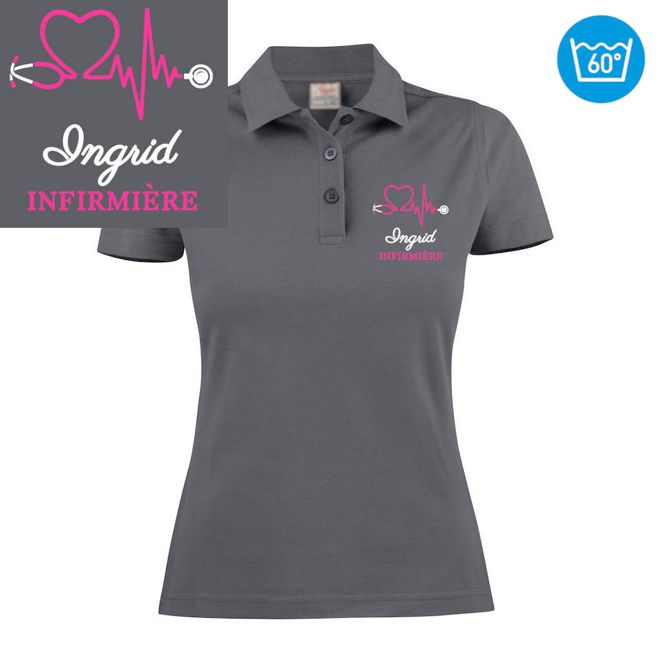 Polo femme brodé - MOTIF INFIRMIÈRE / SOIGNANTE