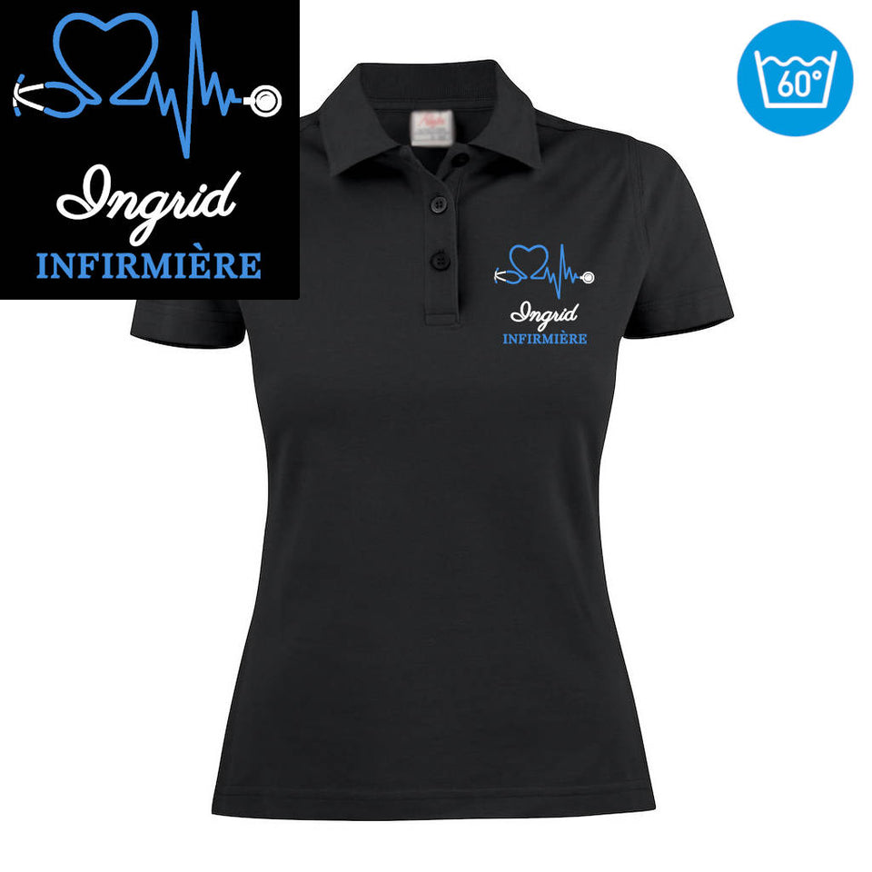 Polo femme brodé - MOTIF INFIRMIÈRE / SOIGNANTE