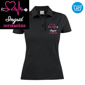 Polo femme brodé - MOTIF INFIRMIÈRE / SOIGNANTE
