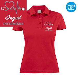 Polo femme brodé - MOTIF INFIRMIÈRE / SOIGNANTE