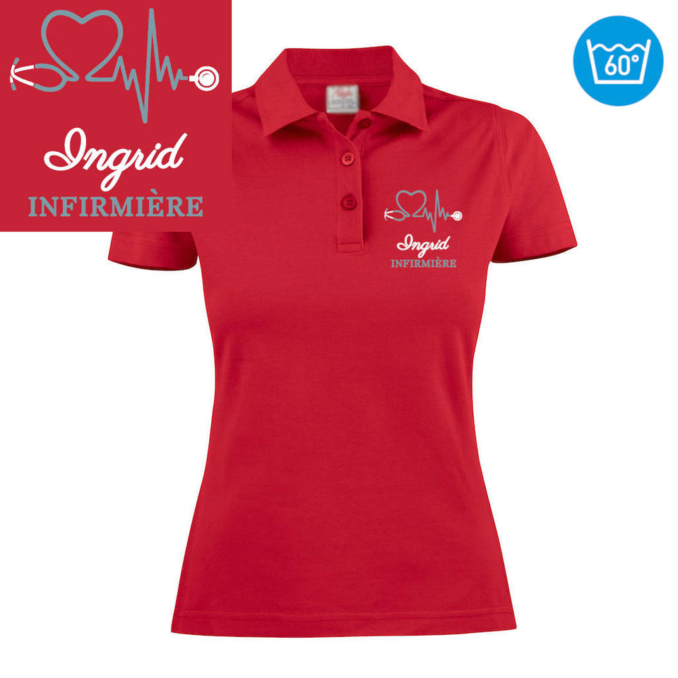 Polo femme brodé - MOTIF INFIRMIÈRE / SOIGNANTE