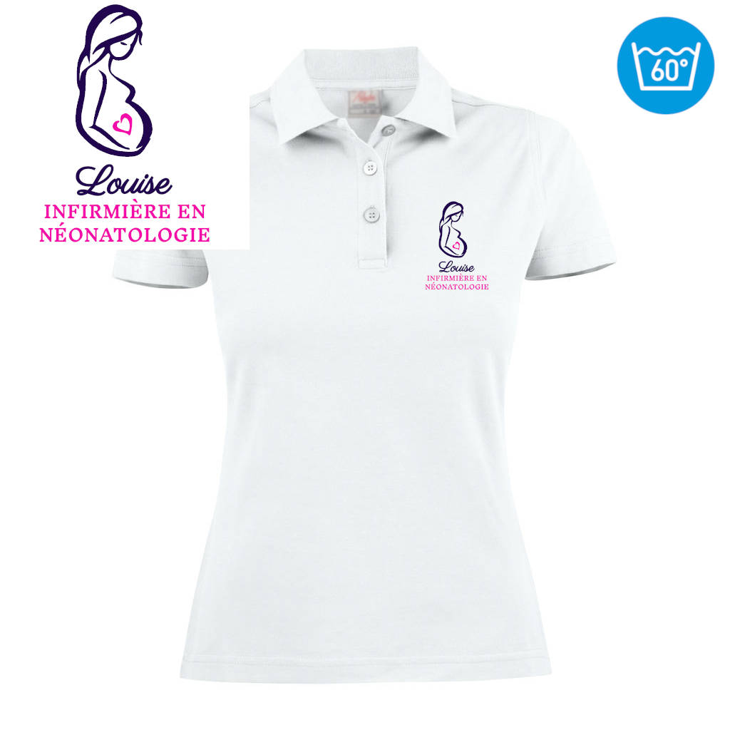 Polo femme brodé - MOTIF FEMME ENCEINTE