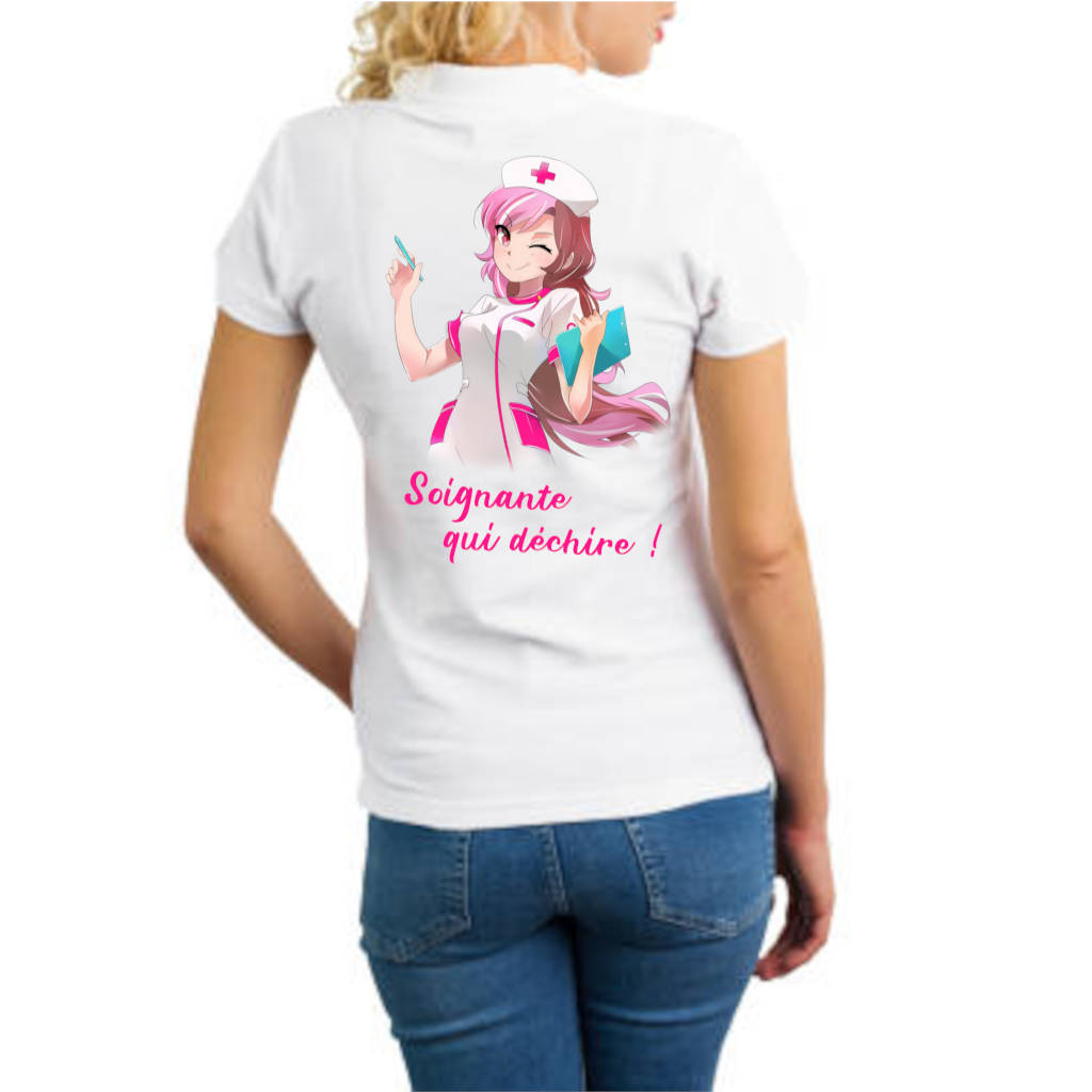 Polo Manga imprimé - femme