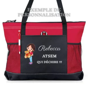 Sac ATSEM qui déchire avec prénom Rouge