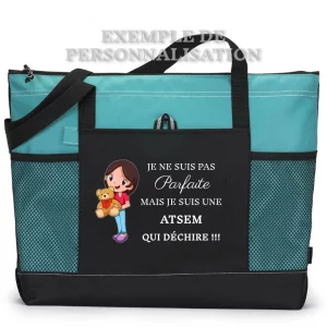 Sac ATSEM qui déchire sans prénom Turquoise