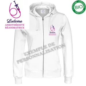 Sweat Anesthésiste Personnalisé Blanche Motif Rose