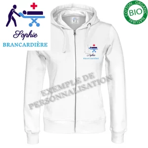 Sweat Brancardière Personnalisé Blanche Motif Bleu