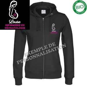 Sweat Femme Enceinte Personnalisé Noire Motif Rose
