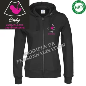 Sweat Gynécologue Personnalisé Noire Motif Rose