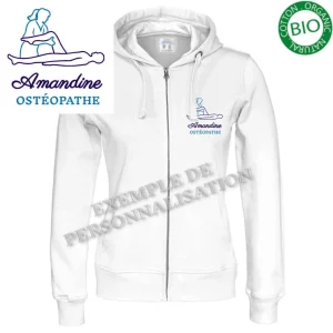 Sweat Kinésithérapeute Personnalisé Blanche Motif Bleu