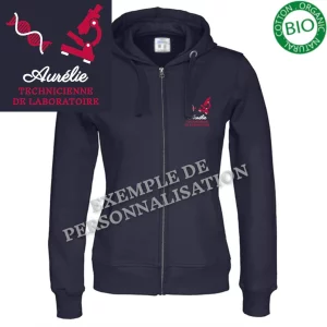 Sweat technicenne de laboratoire personnalisé Marine