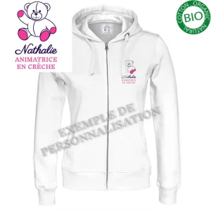 Sweat petite enfance personnalisé Blanche Motif Rose