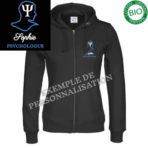 Sweat Psychologue Personnalisé Noire Motif Bleu