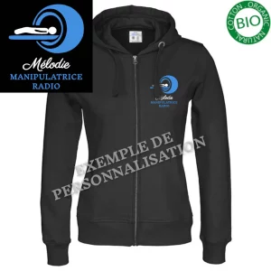 Sweat manipulatrice radio personnalisé Noire Motif Bleu