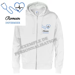 Sweat infirmier personnalisé Blanche Motif Bleu