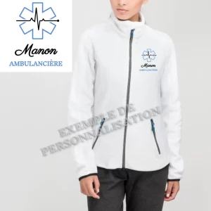 Polaire Ambulancière personnalisée Blanche Motif Bleu