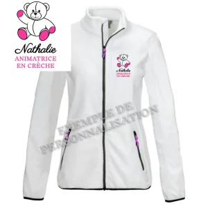 Polaire petite enfance personnalisée Blanche Motif Rose