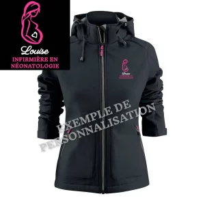Veste imperméable Femme enceinte personnalisée Couleur Noire Motif Rose