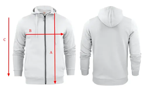 Guide des tailles sweat homme avec mesures longueur poitrine et manches